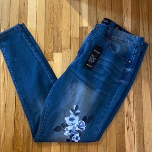NWT City Chic Jeans with Floral Design Size 16